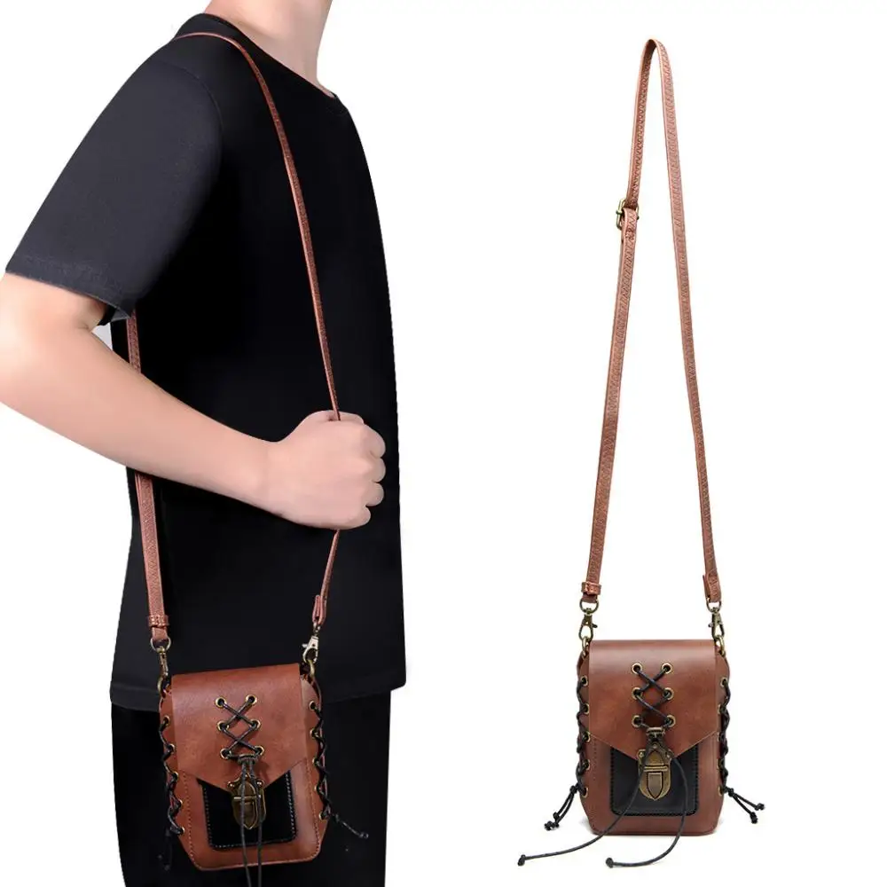 Medieval Industrial Steampunk Retro Ropes Bandage Decoratived Vintage Gothic Shoulder Purse Punk Y2K Crossbody Bag