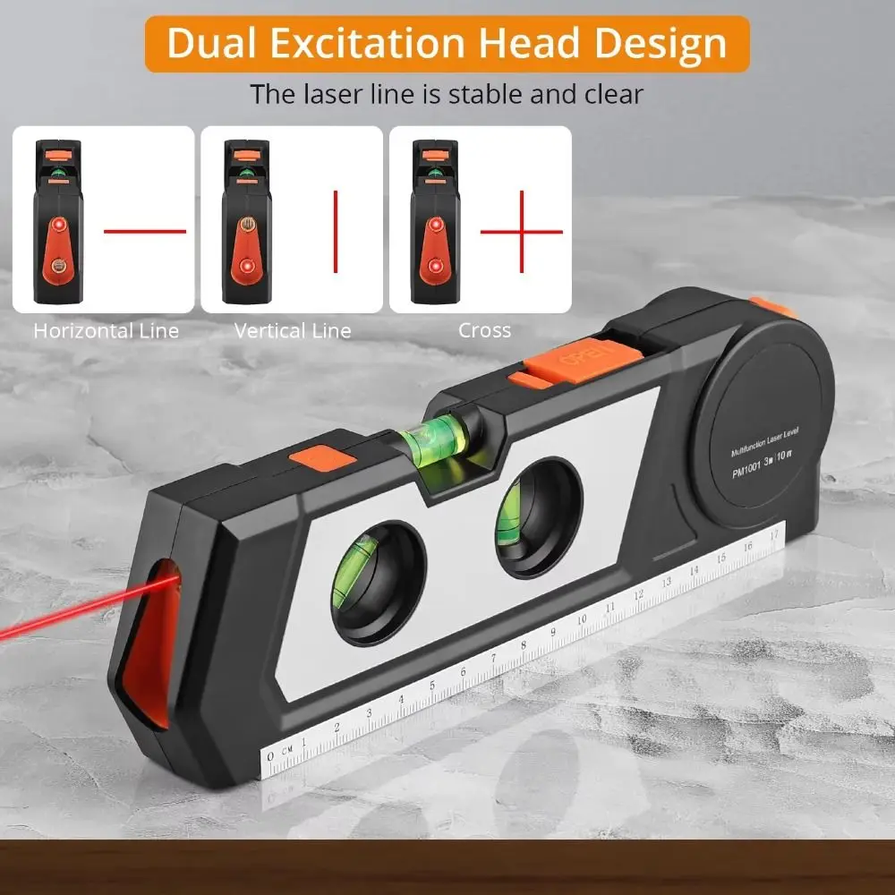 

4 in 1 Laser Level Meter Infrared Vertical Horizontal Measuring Laser Ruler Multifunction High Precision
