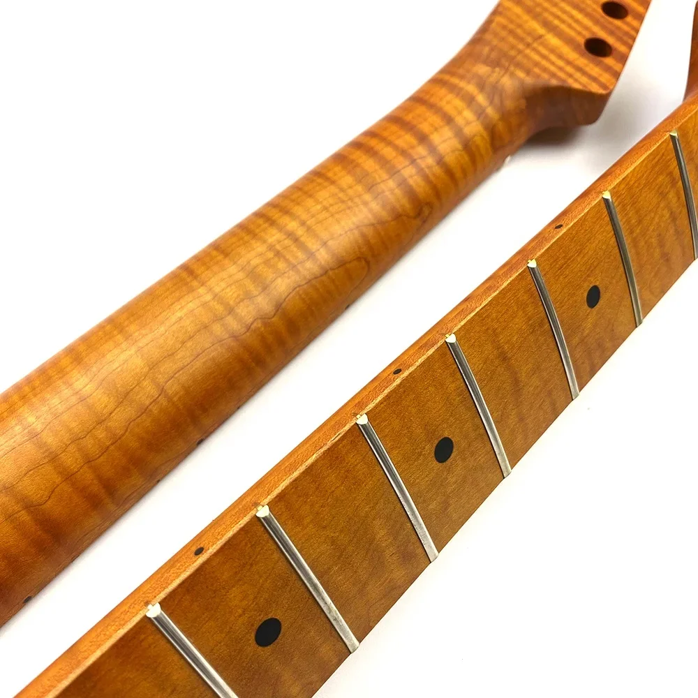 

2025 Wholesale 22 Fret 25.5" TE Roasted Flame Maple TL Guitar Neck With Maple Fingerboard