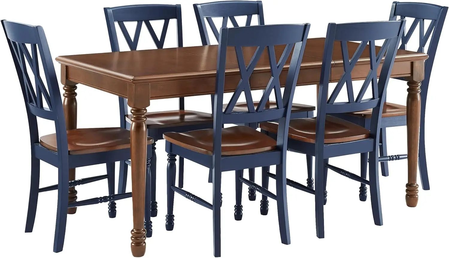 Crosley Furniture Shelby 7-Piece Traditional Dining Table Set for 6, Dinner Tables with Kitchen Chairs