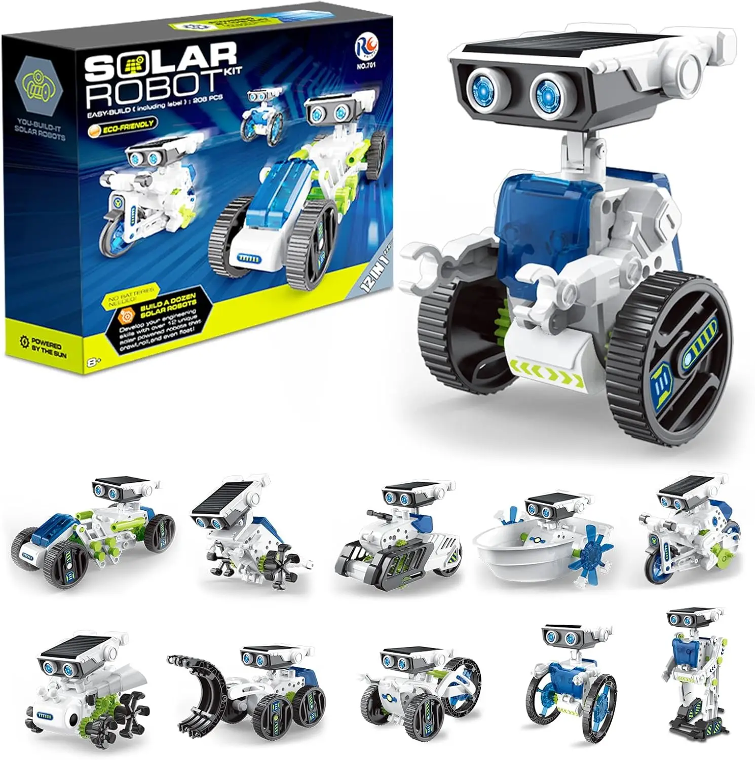 12 In 1 Solar Powered Robot Self-Assembly Science And Education Manual DIY Assembly Building Blocks Children's Puzzle Toys