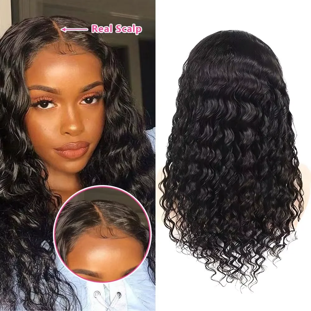 200 Density V Part Wig Kinky Curly Upgraded 32 inch Natural Color Human Hair Deep Wave Wig Full Machine Made Wig For Black Women