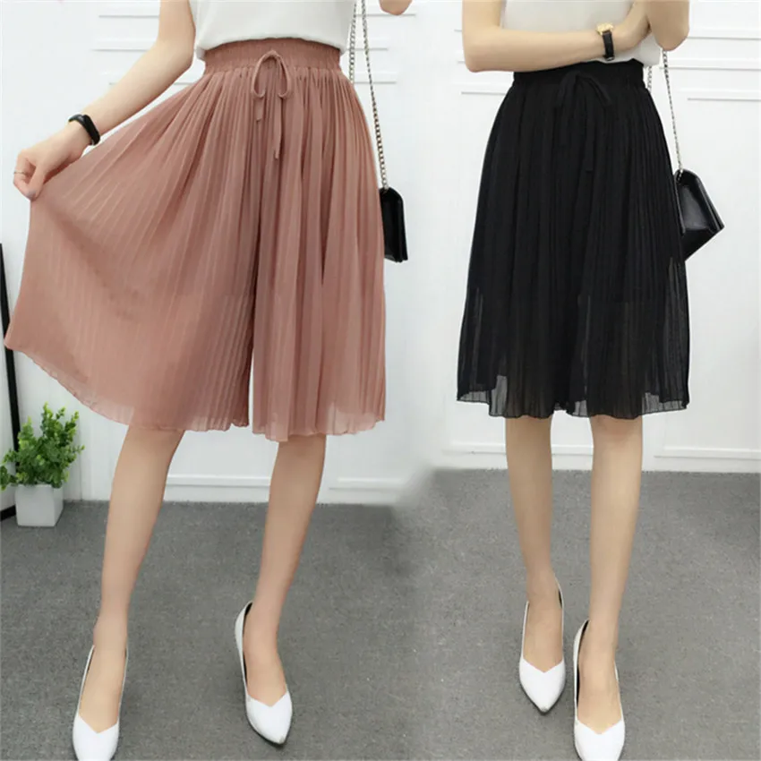 

Gowyimmes 2022 Summer Big Size Women Loose Chiffon Shorts Slim Lady High Waist Thin Skirt Shorts Girl Shorts Outwear Hot PD1225