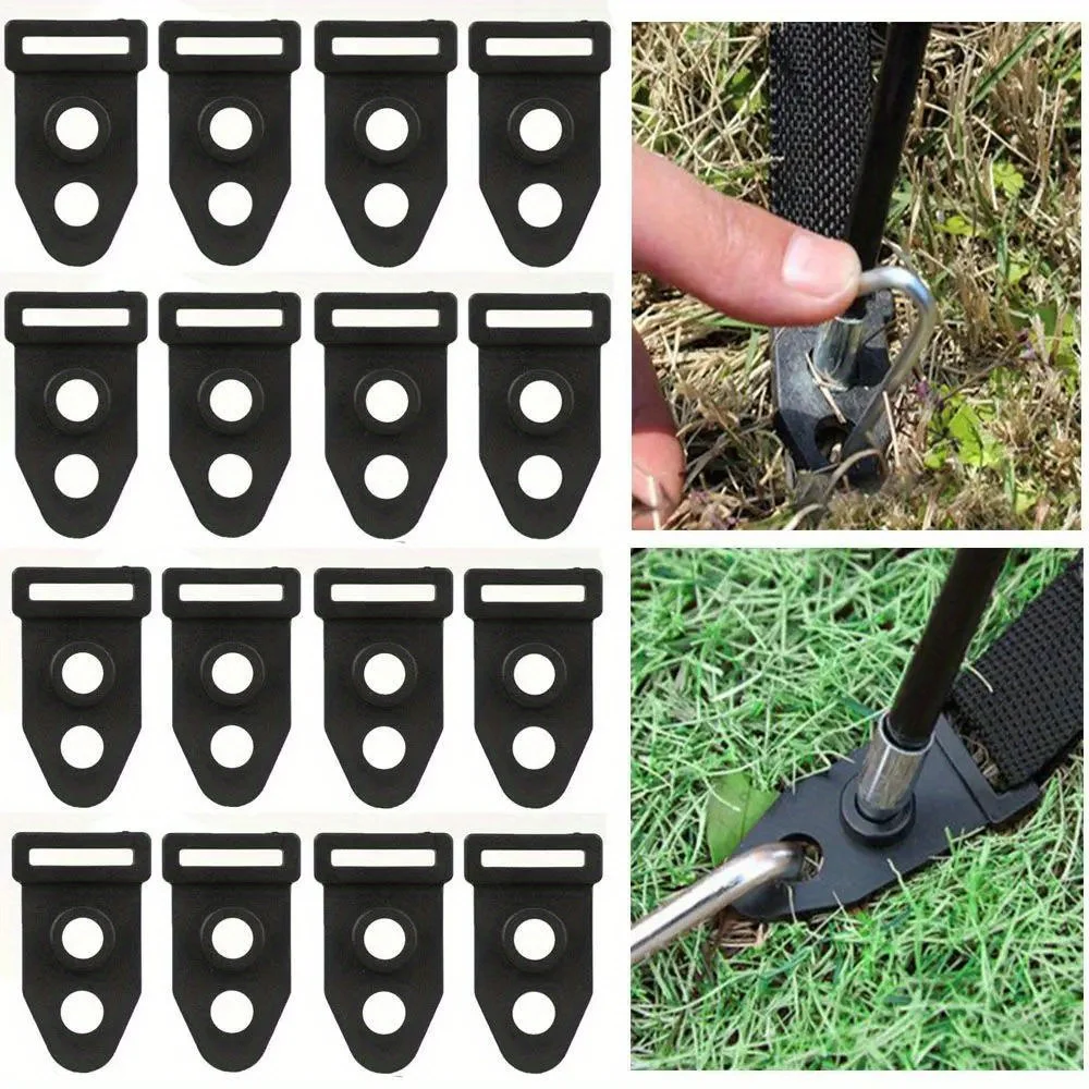 10PC High Quality Double Hole Black Mountaineering Accessory Tent Foot Clip Windline Buckle Tent Clip Outdoor Camping Travelling