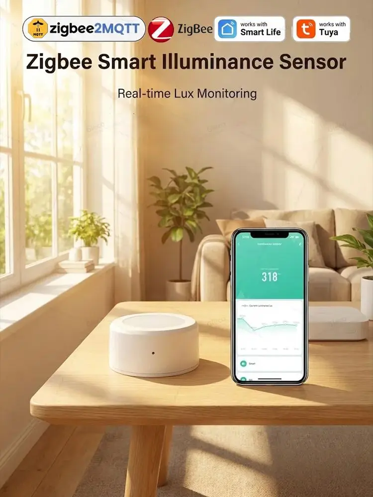 Zigbee Smart Light Sensor Illumiance Detector Echtzeit-LUX-Helligkeitsüberwachung Smart Home Automation für TUYA Smart Life Z2M