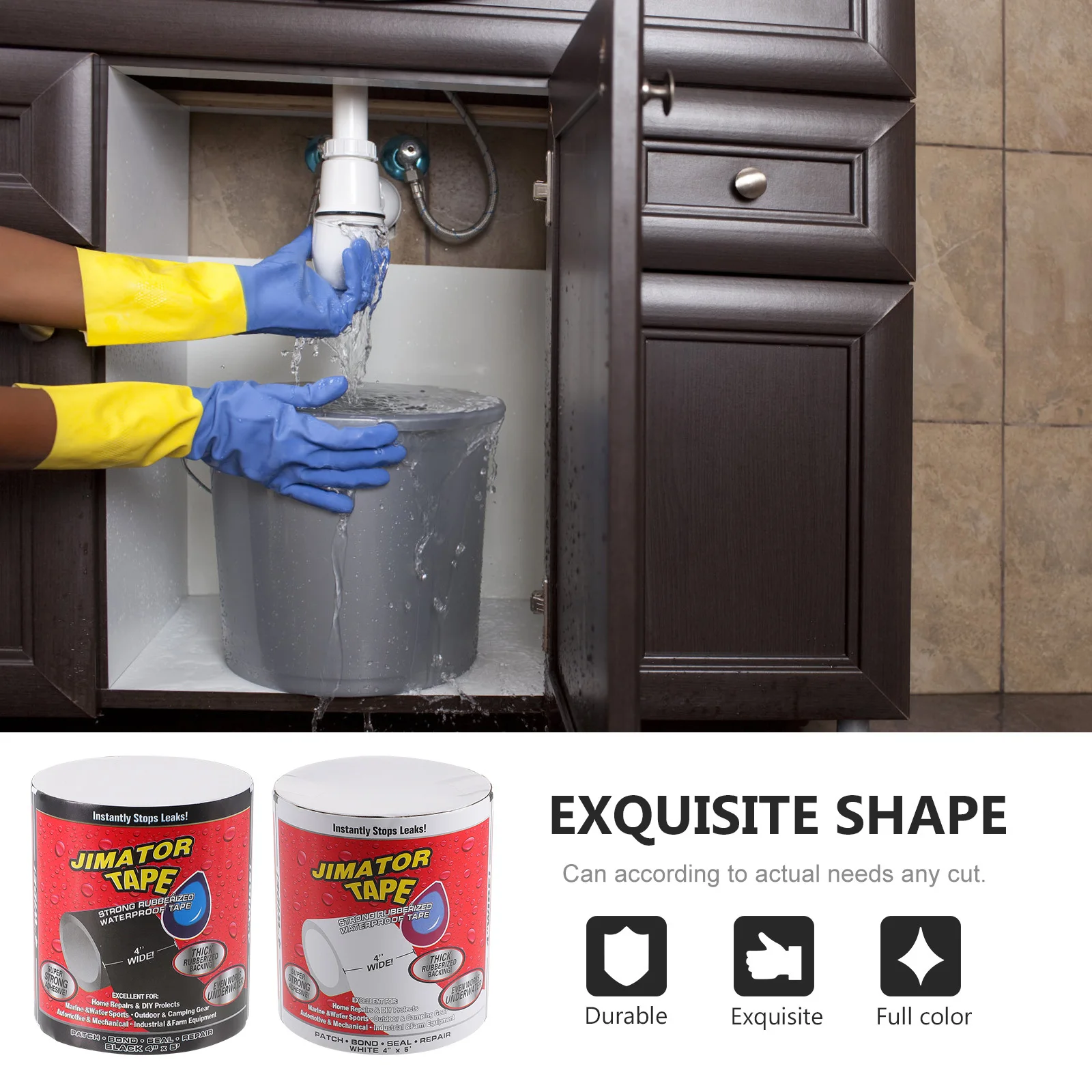 

2 Rolls Waterproof Seal Tape Heavy Duty PVC Flexible for Leak Repairs Water Pipes Water Basin Shower Carport Sealing Tape