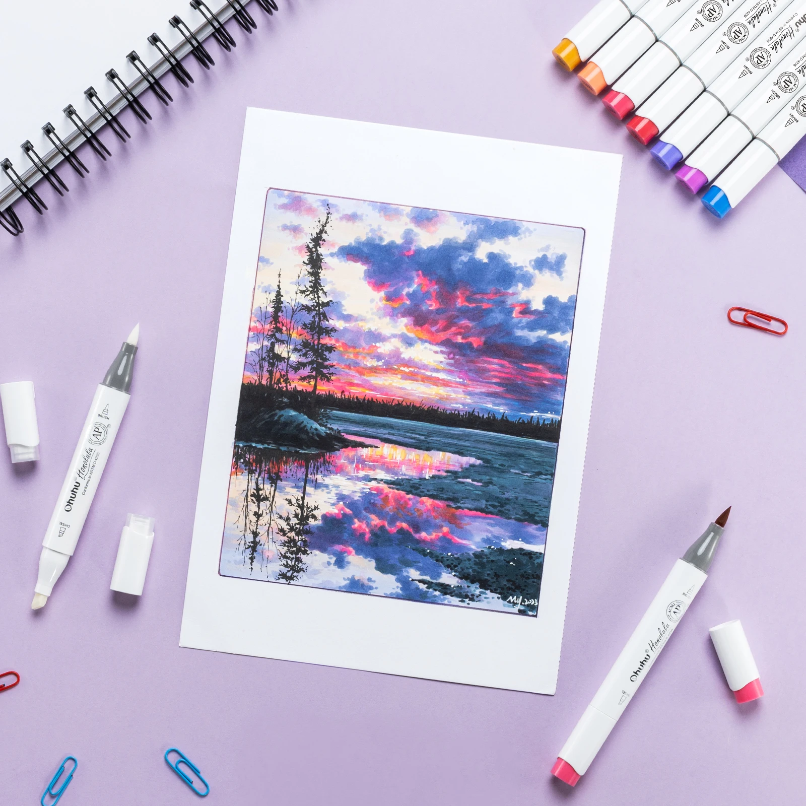 Ohuhu Honolulu 104 Colors Marker Pen Set Alcohol Art Markers Refillable Dual Tips Sketching Drawing Manga School Art Supplies