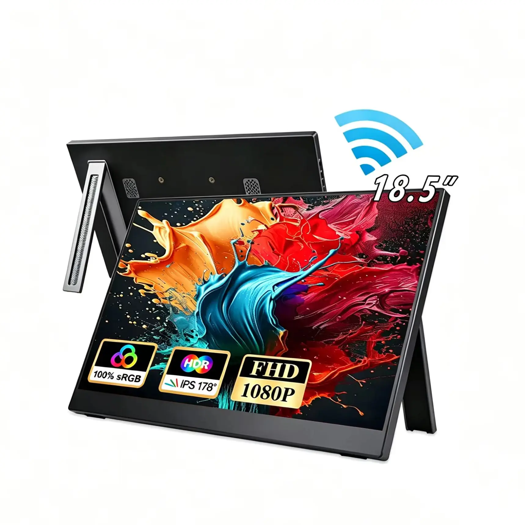 AHXJKA 18.5 Inch 100HZ WiFi Wireless Projection Monitor 100%sRGB FHD IPS Automatic rotation For Mac and Phone Screen Mirroring