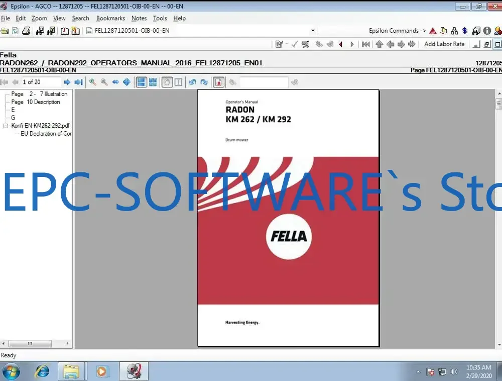 

EPC-SOFTWARE Каталог запчастей Fella AGCO и руководства по обслуживанию мастерской [2022]