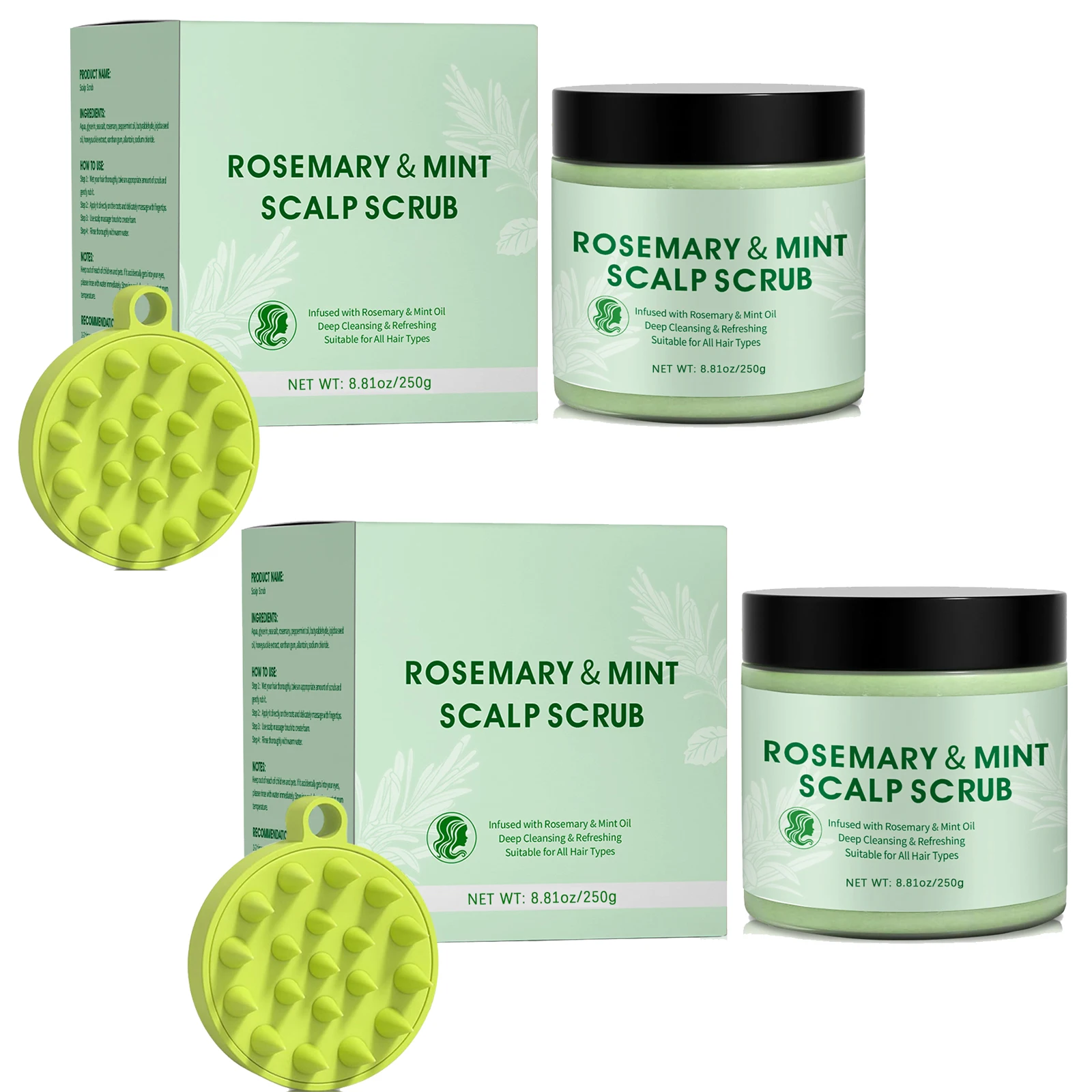 

250G Scalp Scrub Cream Rosemary Mint Deep Cleansing Refreshing Oil Control Dandruff Shampoo for Strengthens Hair Nourishing
