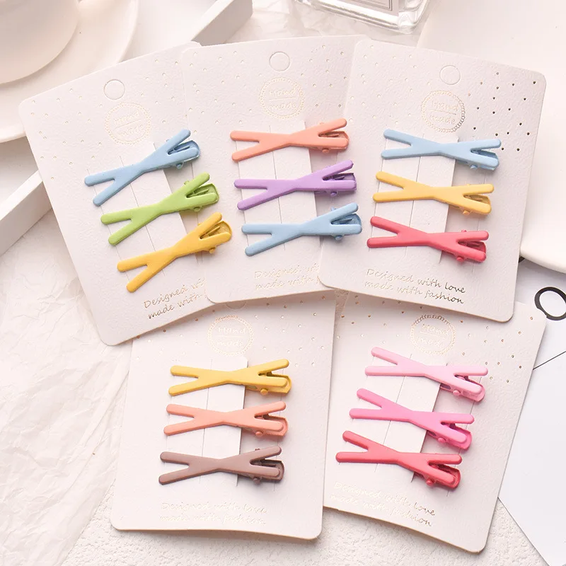 

3pcs/Set Kids Girls Solid Simplicity Frosted Hair Clips Baby Alloy Barrettes Hairpins Fashion Hair Accessories