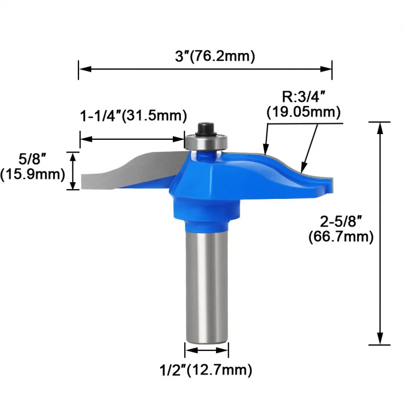 12mm & 12.7mm Shank Cabinet Door Milling Cutter, Woodworking Grooving Profiling Tool for Cabinet Frame Edge Processing