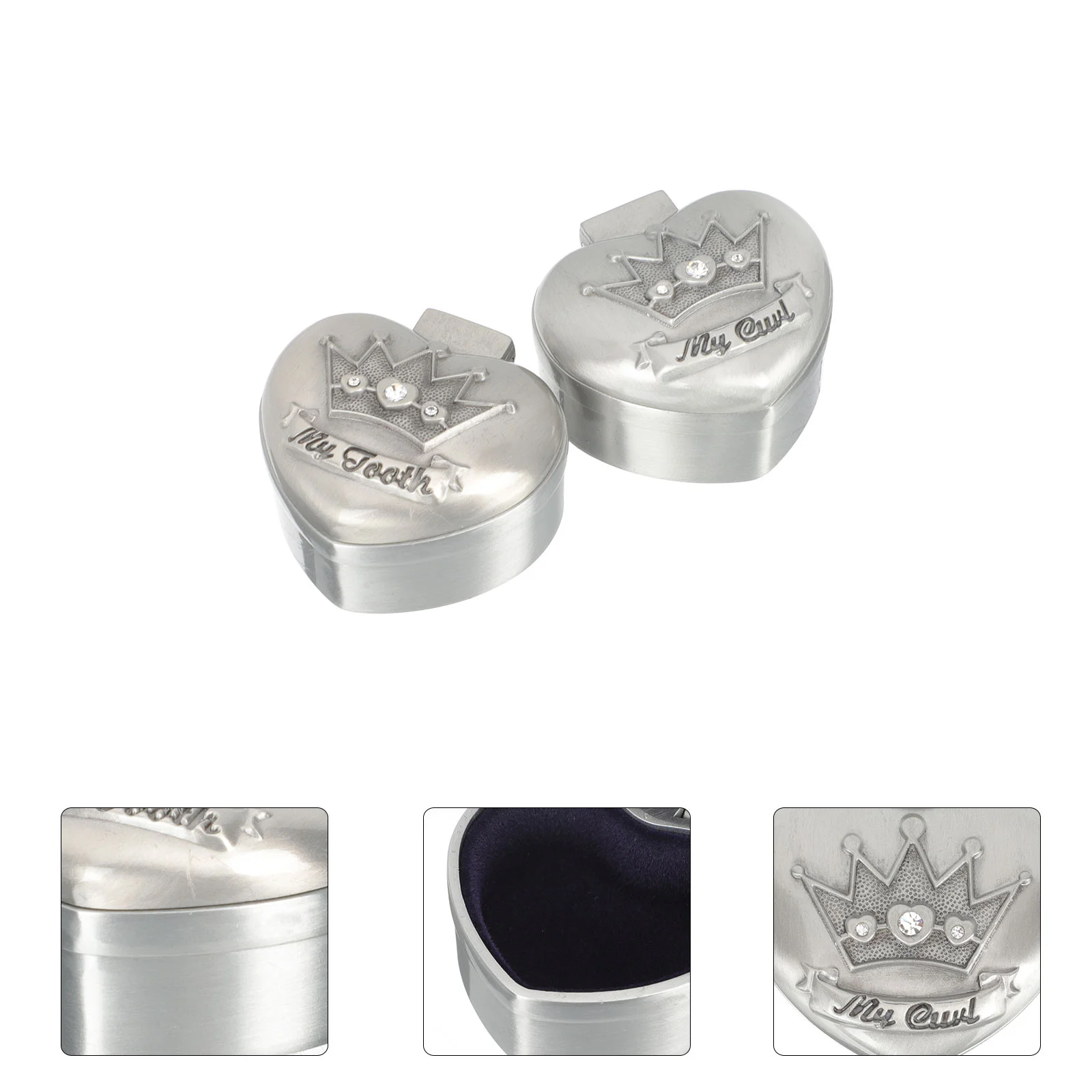 2 Pcs Nipple Hair Box Baby Keepsake Alloy Tooth Holder Organizer for Boys Storage Zinc