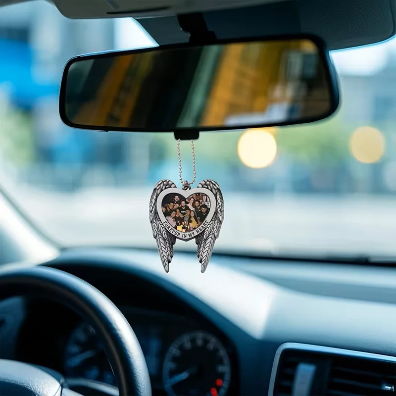 Personalized custom car ornaments with wings, love-themed car accessories, and handheld heart-shaped decorations