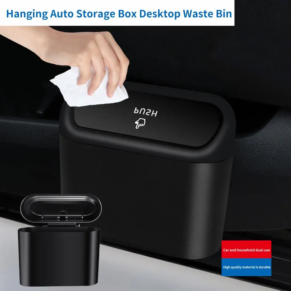 Portable Eco-friendly Car Trash Bin Hanging Garbage Dust Case Black Color Car Trash Bin Back Clip Car Accessories