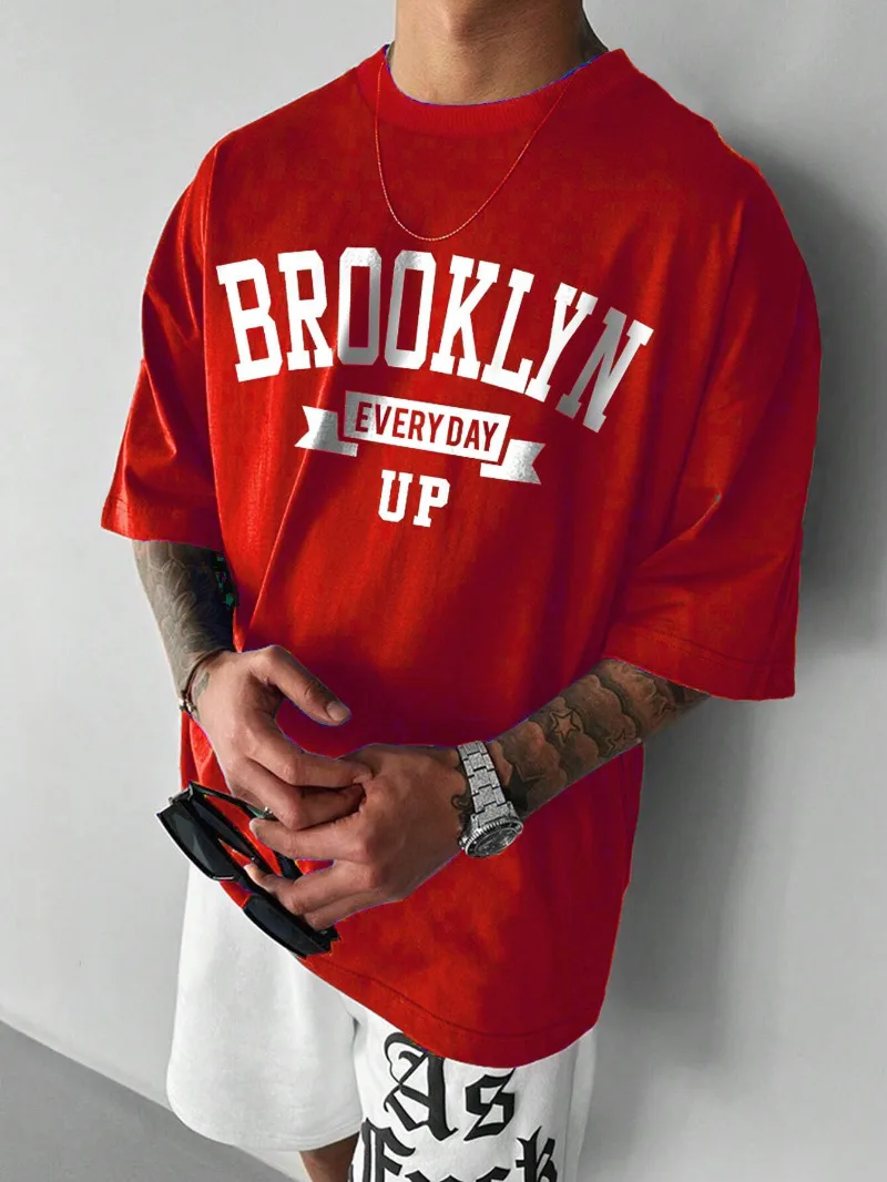 

Summer New Men's T-shirt Brooklyn Letter Print Short Sleeve Casual Fashion Men's Street Style T-shirt O-neck Short Sleeve Unisex