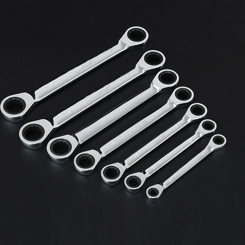 WEELEE 1-Piece Double Ratchet Wrench Spanner Tool Hand Tool 72-Tooth Chrome Vanadium Steel Mirror Finish