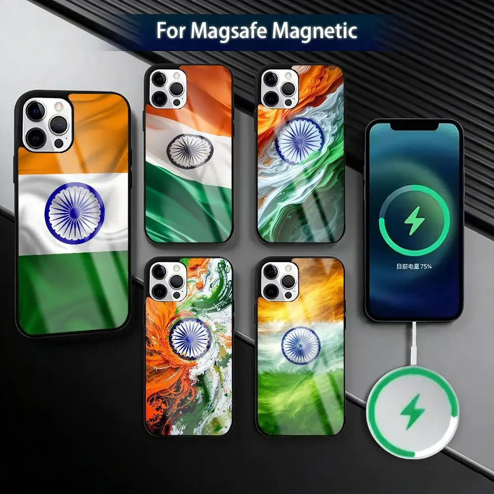 Indian N-National Emble Flag   Phone Case For iPhone17,16,15,14,13,12,11 Plus,Pro Magnetic with Magsafe Wireless Charging