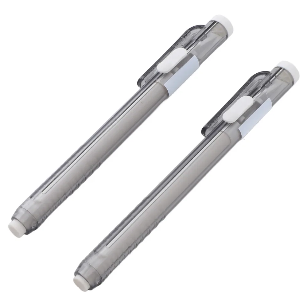 12Pcs Pen-Style Plastic Retractable Mechanical Eraser Grey Pen Length 13.5cm Pen Shape Erasers Mechanical Eraser Pen for Artist