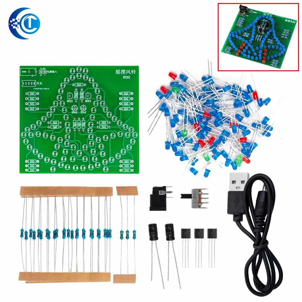 Laboratory Swing Bells DIY Windbell Fun Soldering Electronic Swing Bells Wind Chime 95 LEDs Flashing Light DC 5V Learning Kit
