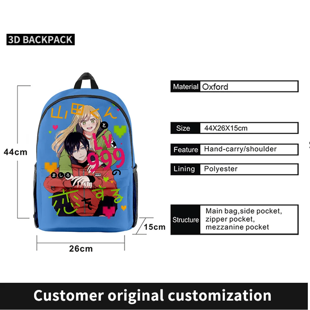 Loving Yamada at Lv999 Harajuku New Anime Backpack Adult Unisex Kids Bags Casual Daypack Bags Backpack Boy School Bag