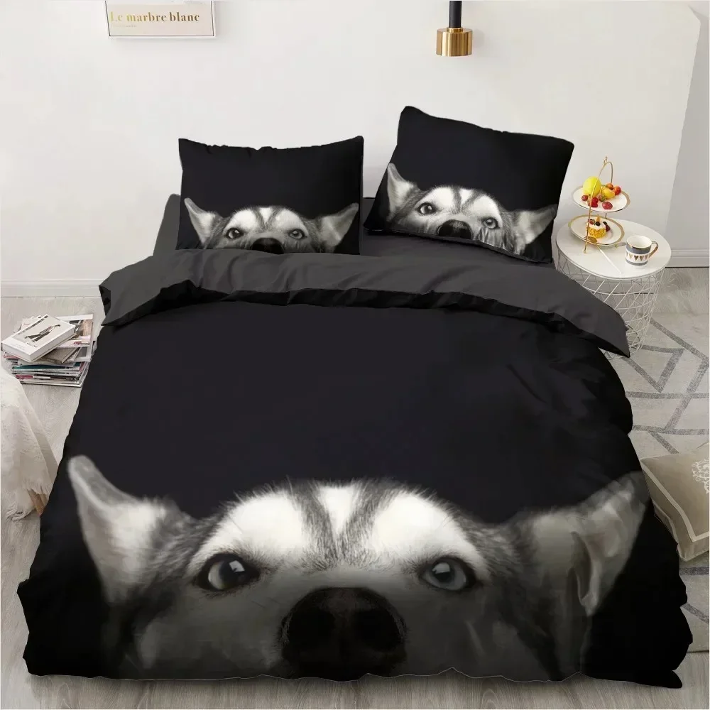 3D Animals Bedding Set Lovely Pet Printed Comforter Black Duvet Cover Kids Home Decor Single Queen King Size Gift Dropshipping
