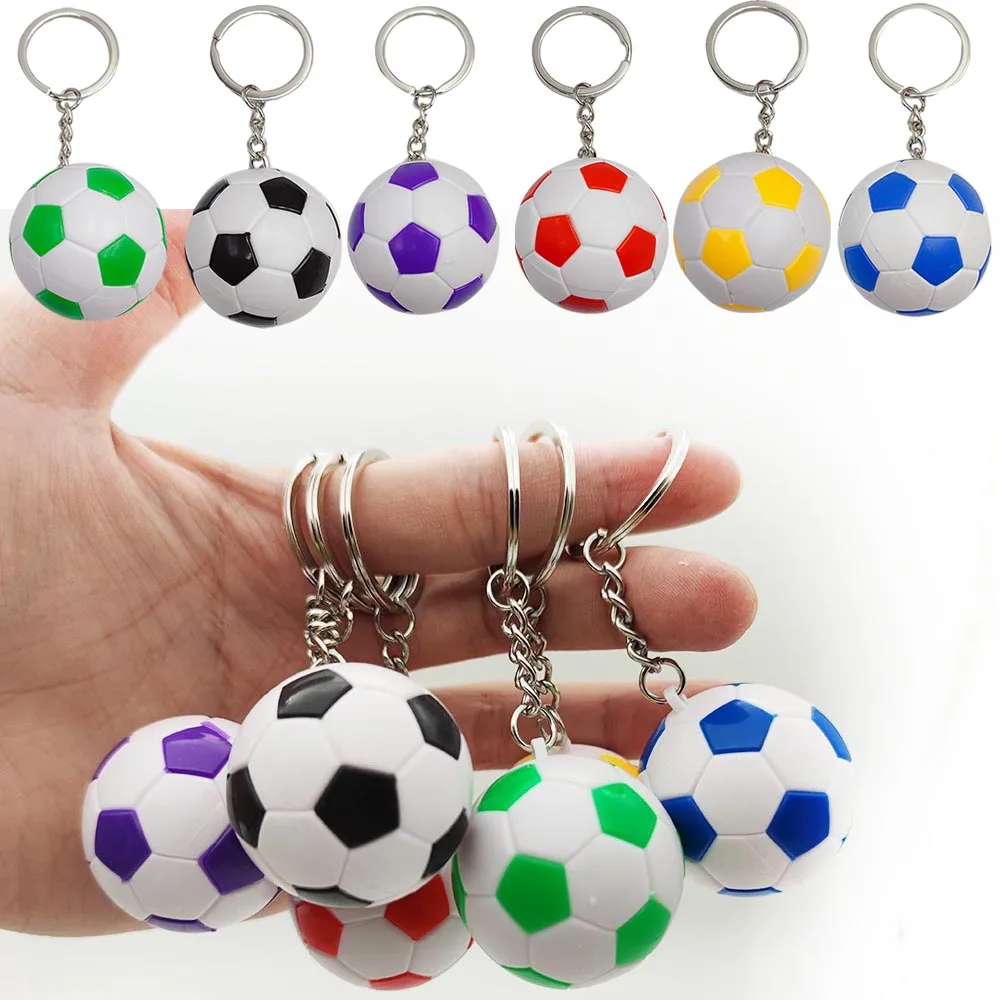 6-48pcs Soccer Ball Keychains Mini Football Key Ring Sports Ball Keychain for Kid Party Favors Soccer Birthday Party Supplies