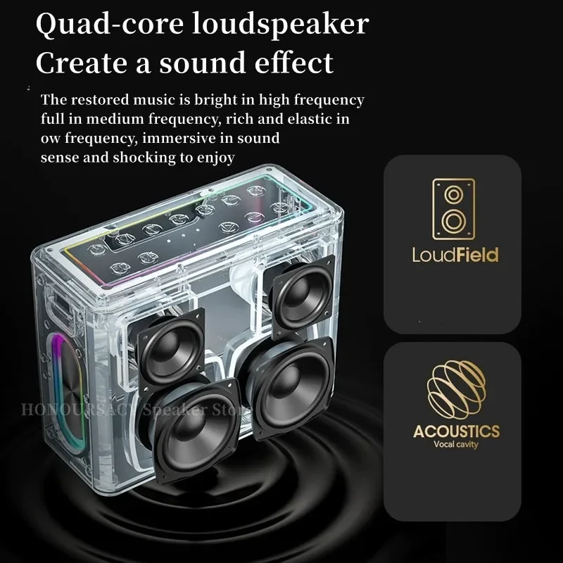 300W High Output Portable Wireless Bluetooth Speaker Bass Gun Long Range Karaoke with Microphone Sound Card Live Recording