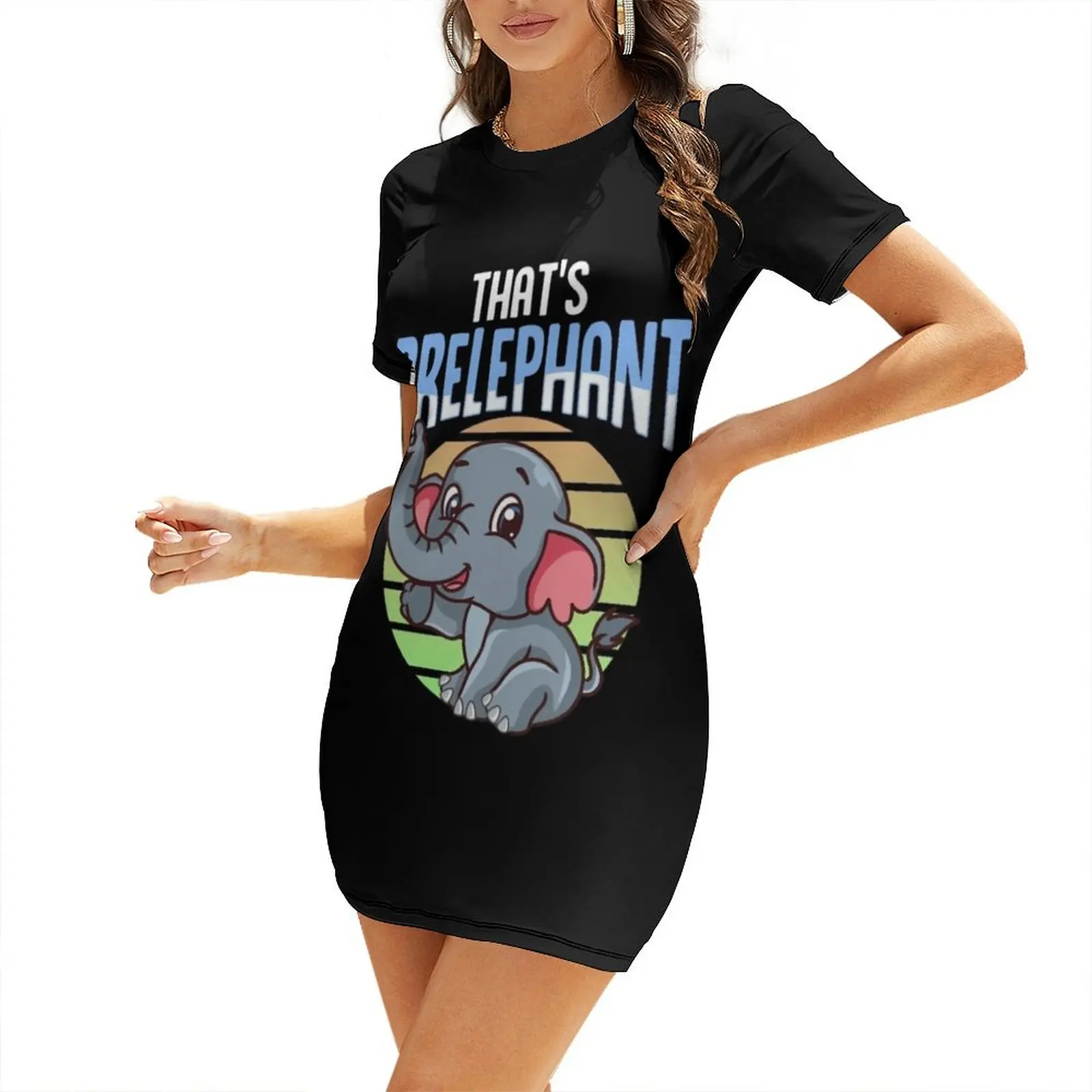That's Irrelephant Cute & Funny Baby Elephant Pun Short Sleeved Dress summer dress for women 2025 Dress vintage