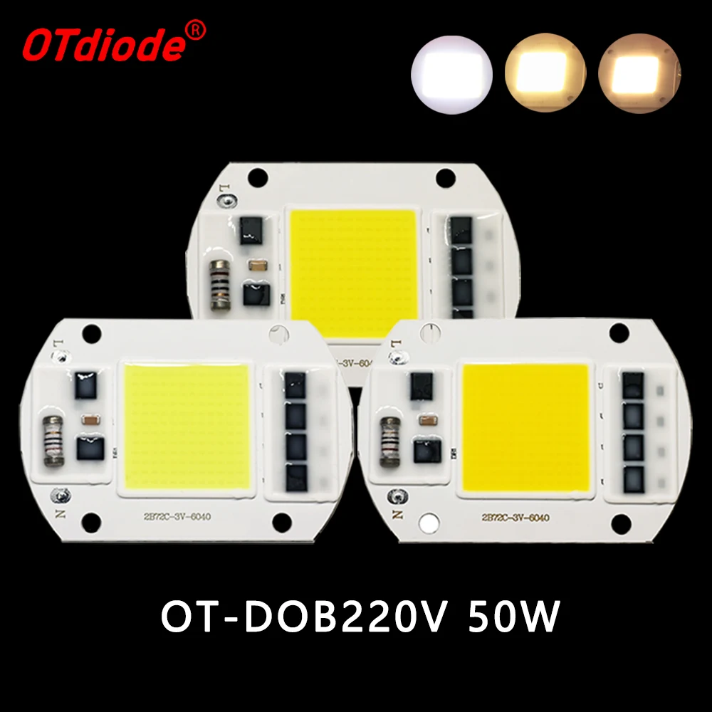 AC220V 50W COB LED 240V Smart IC Chip Lamp Matrix Diode Warm Cold Neutral White Bead Lamp Driverless For Flood Light Accessories