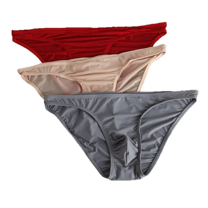 

Мужские сексуальные трусы, летние ультратонкие эластичные быстросохнущие крутые спортивные трусы из ледяного шелка, молодежное нижнее белье с низкой талией, U-образная выпуклая сумка, танга
