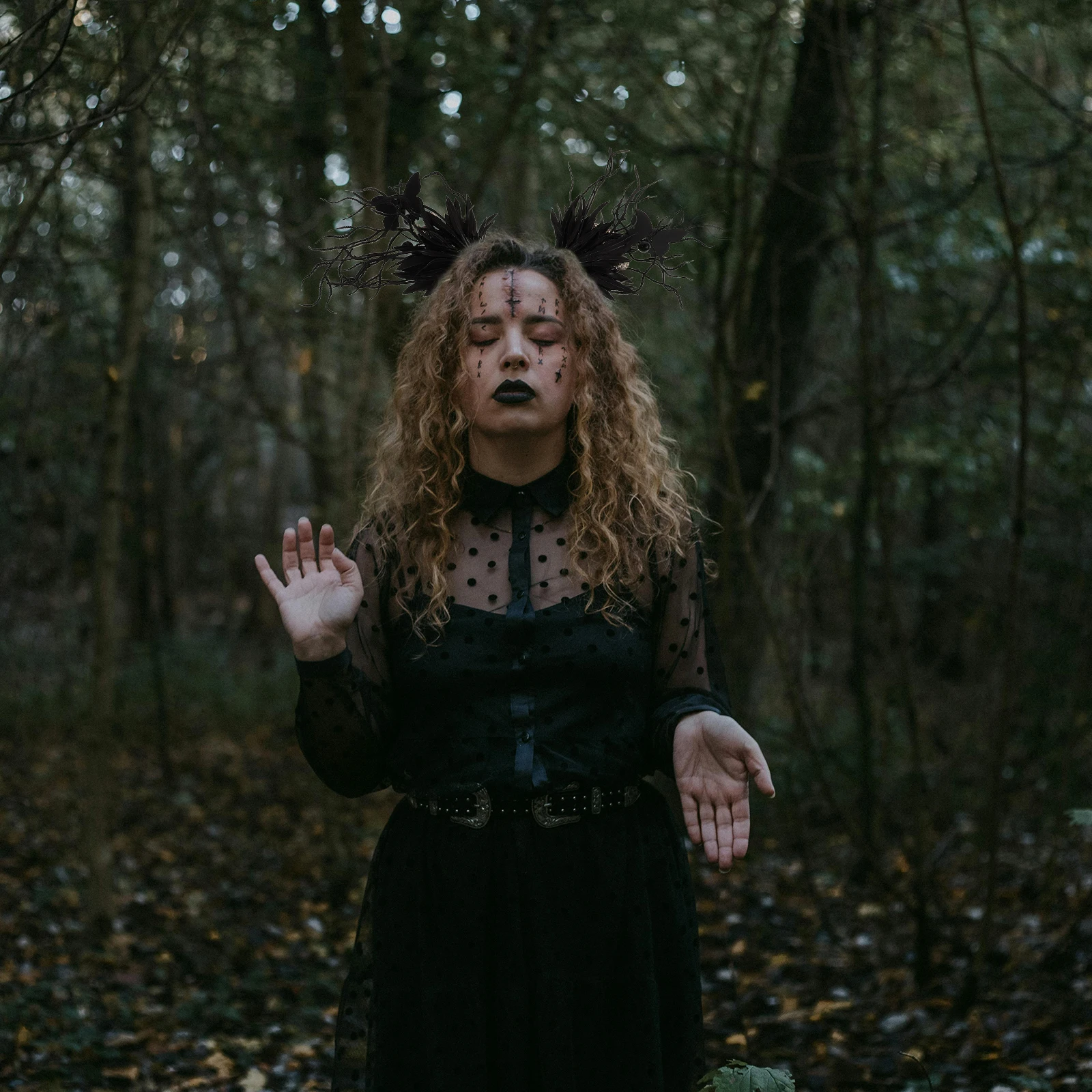 

Bat Funny Headband Black Flower Crown Antler Branches Headpiece Animal Butterfly Costume Women Antlers Cosplay