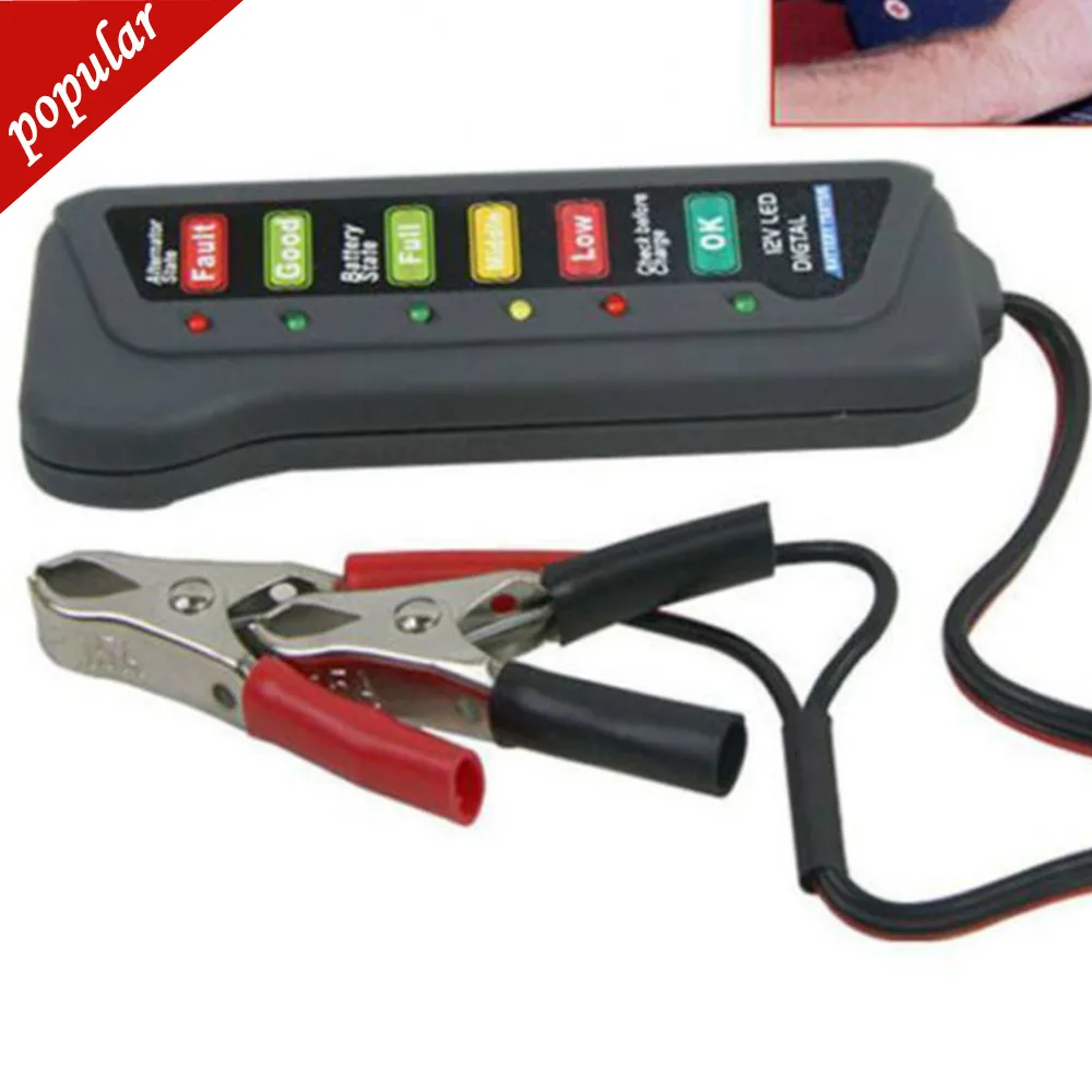 

12V Digital Battery Alternator Tester With 6-LED Lights Display Car Vehicle Battery Diagnostic Tool