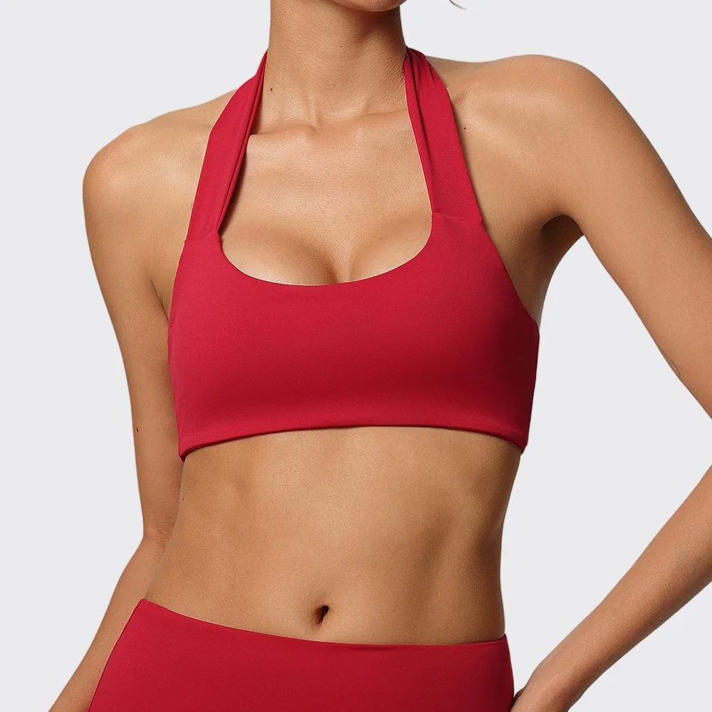 Women's Quick Dry Halter Fitness Sports Bra Yoga Clothes Women Shockproof Push Up Workout Underwear Running Vest With Chest Pad