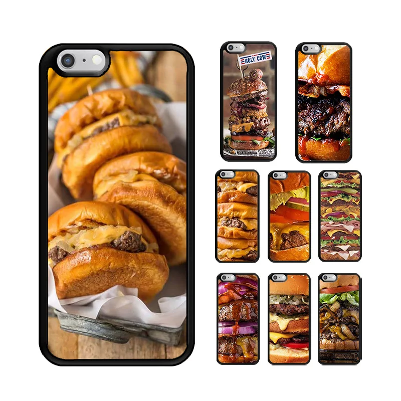 Phone Cover Case for iPhone 6 6S 7 8 PLUS X XS XR 11 12 13 MINI 14 15 PRO MAX Rubber Silicone Funny Pizza Food Burger