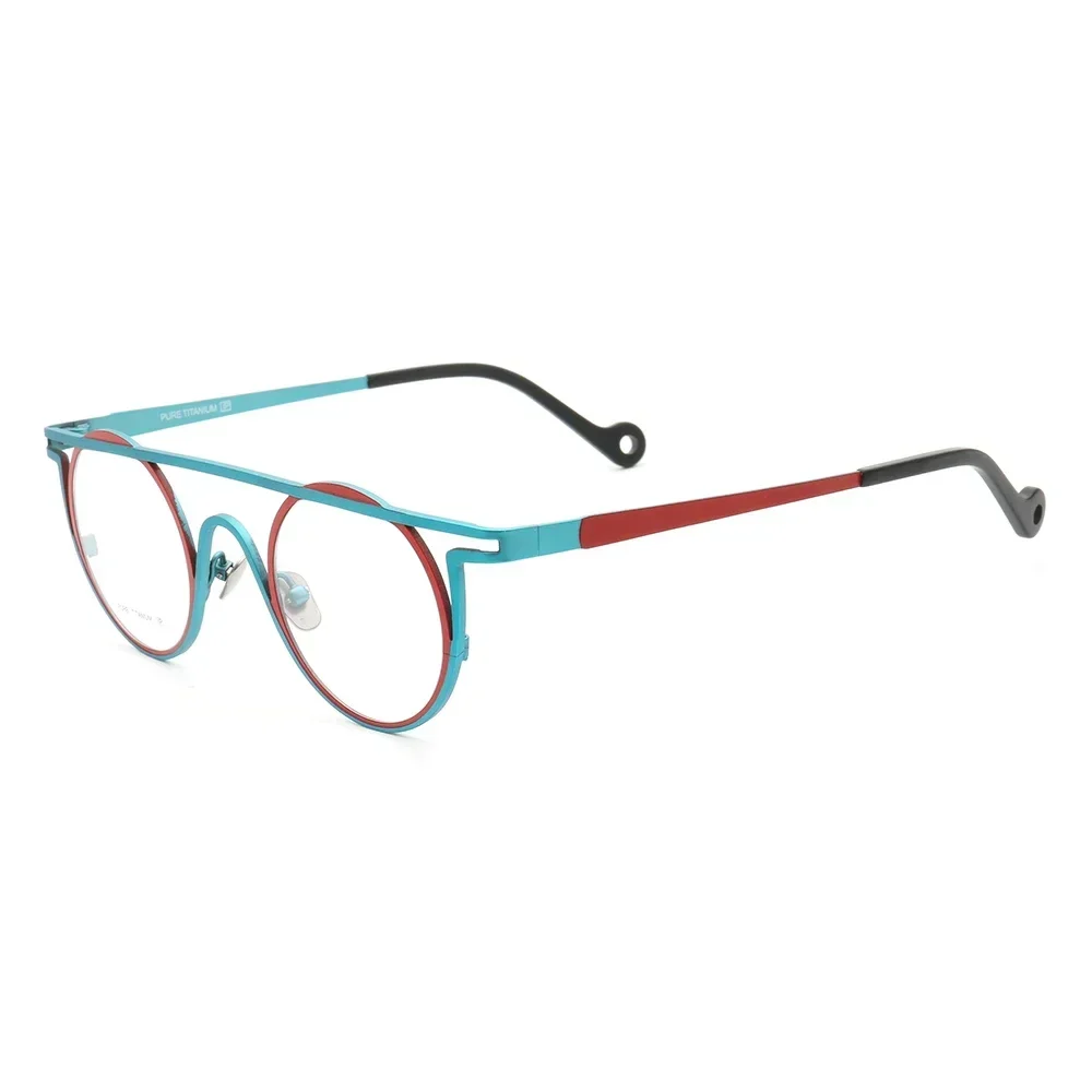 Retro Vintage Pure Titanium Optical Glasses Frames Lightweight Prescription Eyeglass Frame for Men And Women in Blue