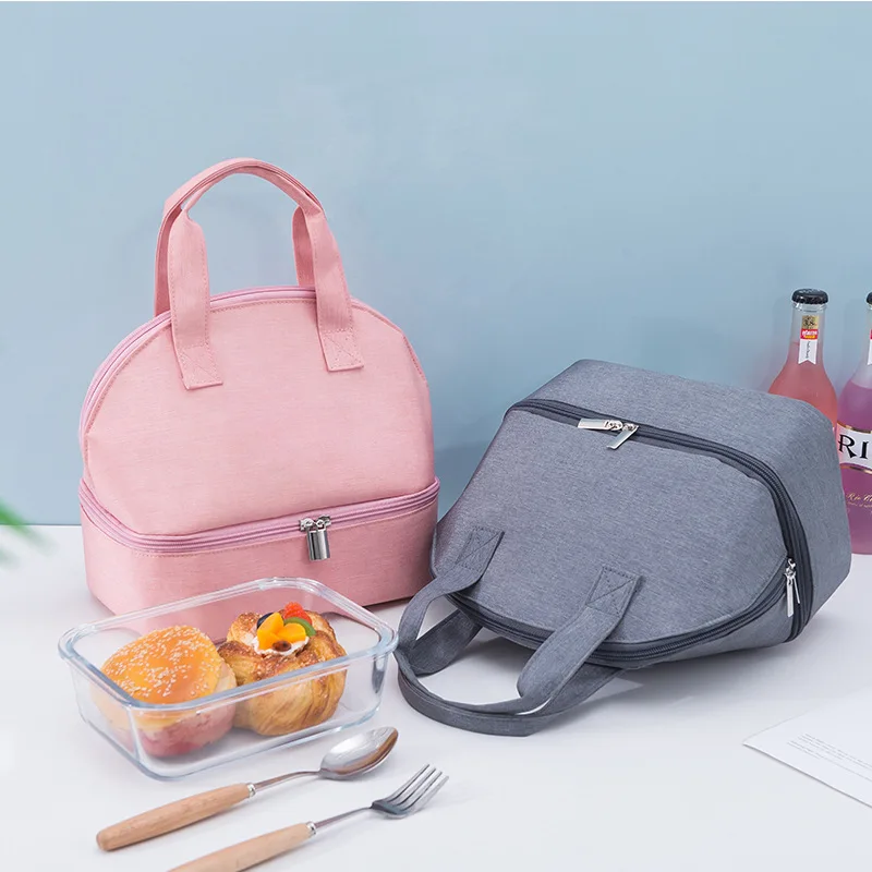 

Double Layer Women Lunch Bag Portable Handbags Thermal Bento Pouch Insulated Food Storage Bags Dinner Container Cooler Mummy Bag