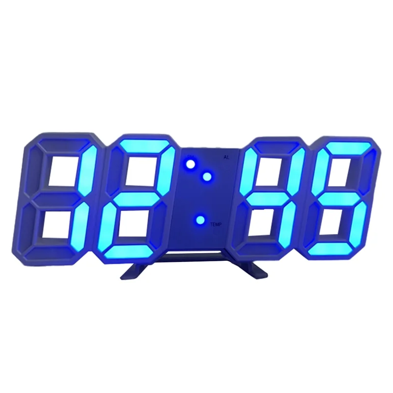 ABJF-3D Digital Alarm Clock Wall LED Clock Desktop Alarm Clock With Temperature Suitable For Home Kitchen And Office