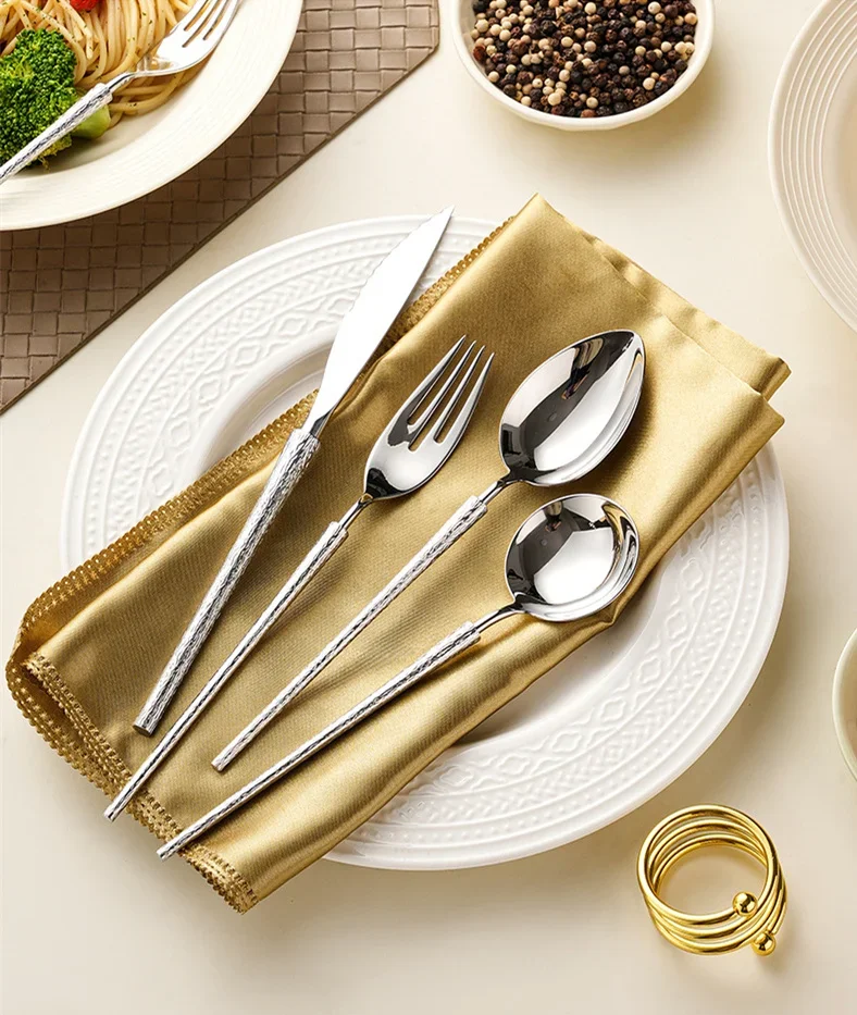 Fashion Shiny Silver 18/10 Stainless Steel Flatware Set Dinner Knife Fork 304 Cutlery Drop Shipping