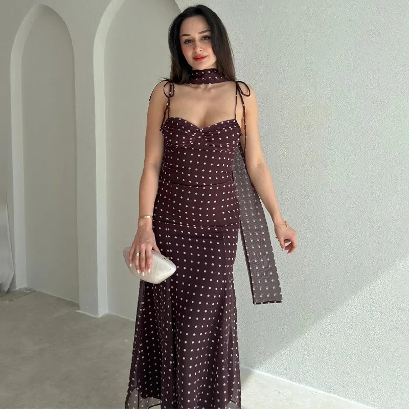 

2026 Spring Summer New Womens Fashion Elegant Solid Color Sleeveless Tube Top Open Back Halter Dress