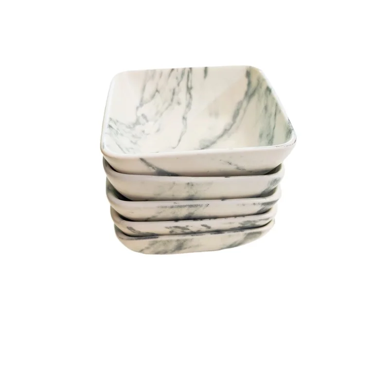 Ceramic Square Condiment Dish Creative Marble Pattern Seasoning Dish Sauce Wasabi Snack Plate Home Kitchen Supplies Tableware