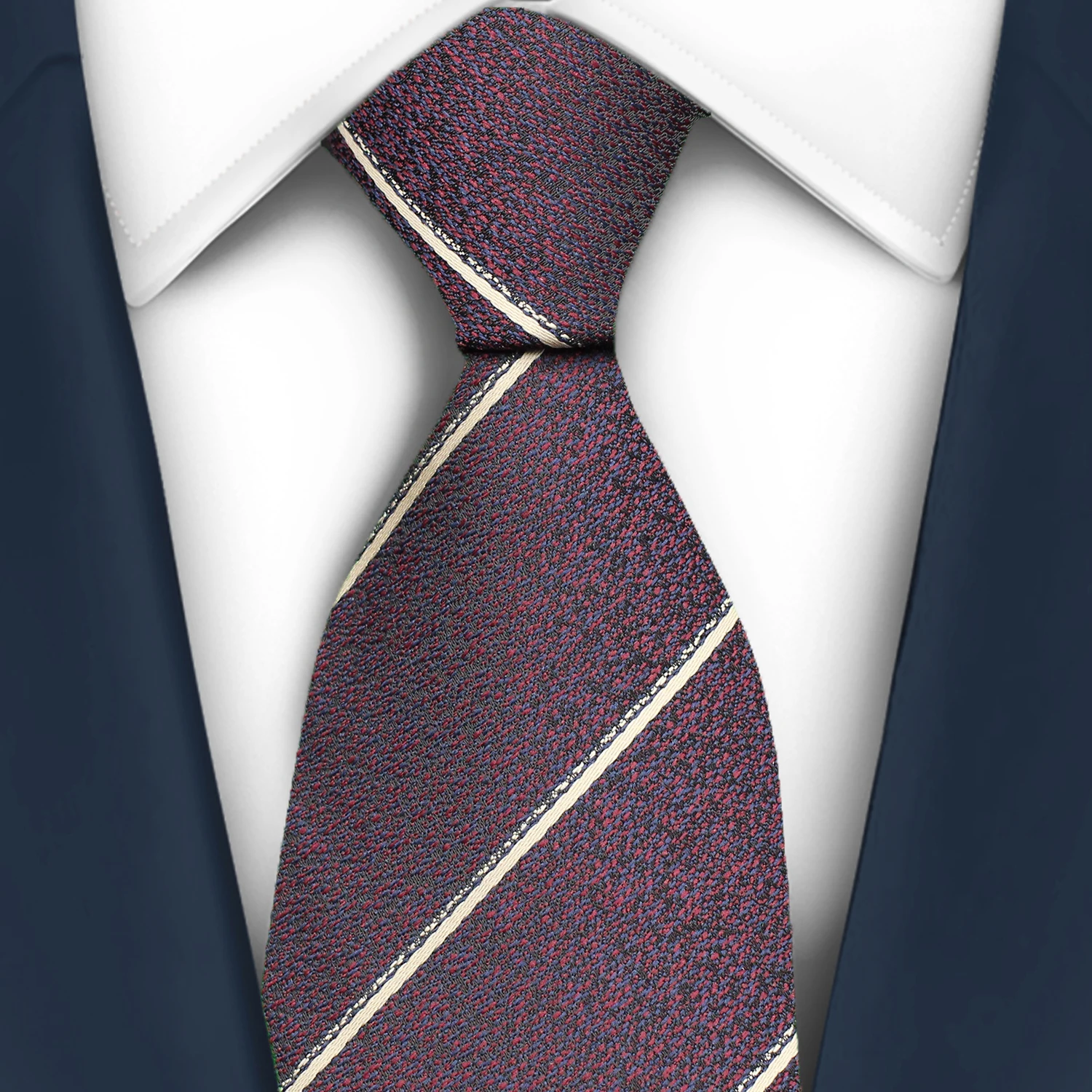 تصميم جديد الأعمال 8 سنتيمتر الرجال التعادل أحمر داكن رمادي بني أزرق مخطط ربطات العنق للرجال حفل زفاف العريس طوق اكسسوارات هدية #6