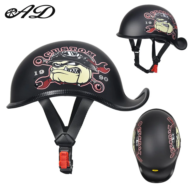 

High Quality Motorcycle Ultra Light Cruise Helmet Summer Riding Half Helmet Retro Scoop Helmet Motorcycle Upturned Tail Helmet