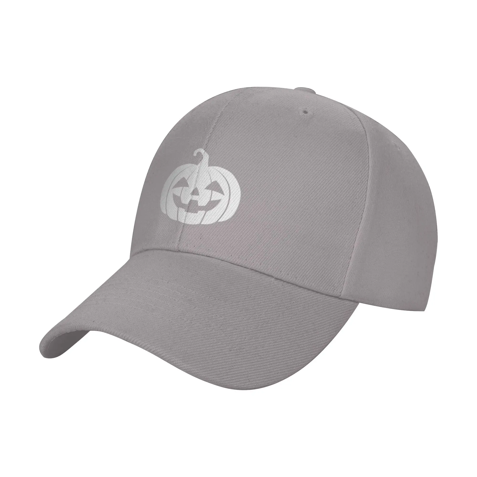 Hot Sale White Smiling Jack-o -Lantern Pumpkin Halloween Design Baseball Cap  Relaxed Fit Cap For Women  Parade Cap For Women