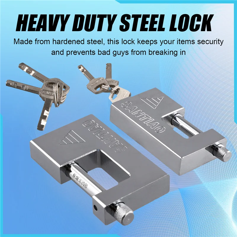 

AB15-2PCS Multifunctional Padlock Keyed Padlock Waterproof Antirust Anti-Theft Lock Pry Door Lock With 3 Keys