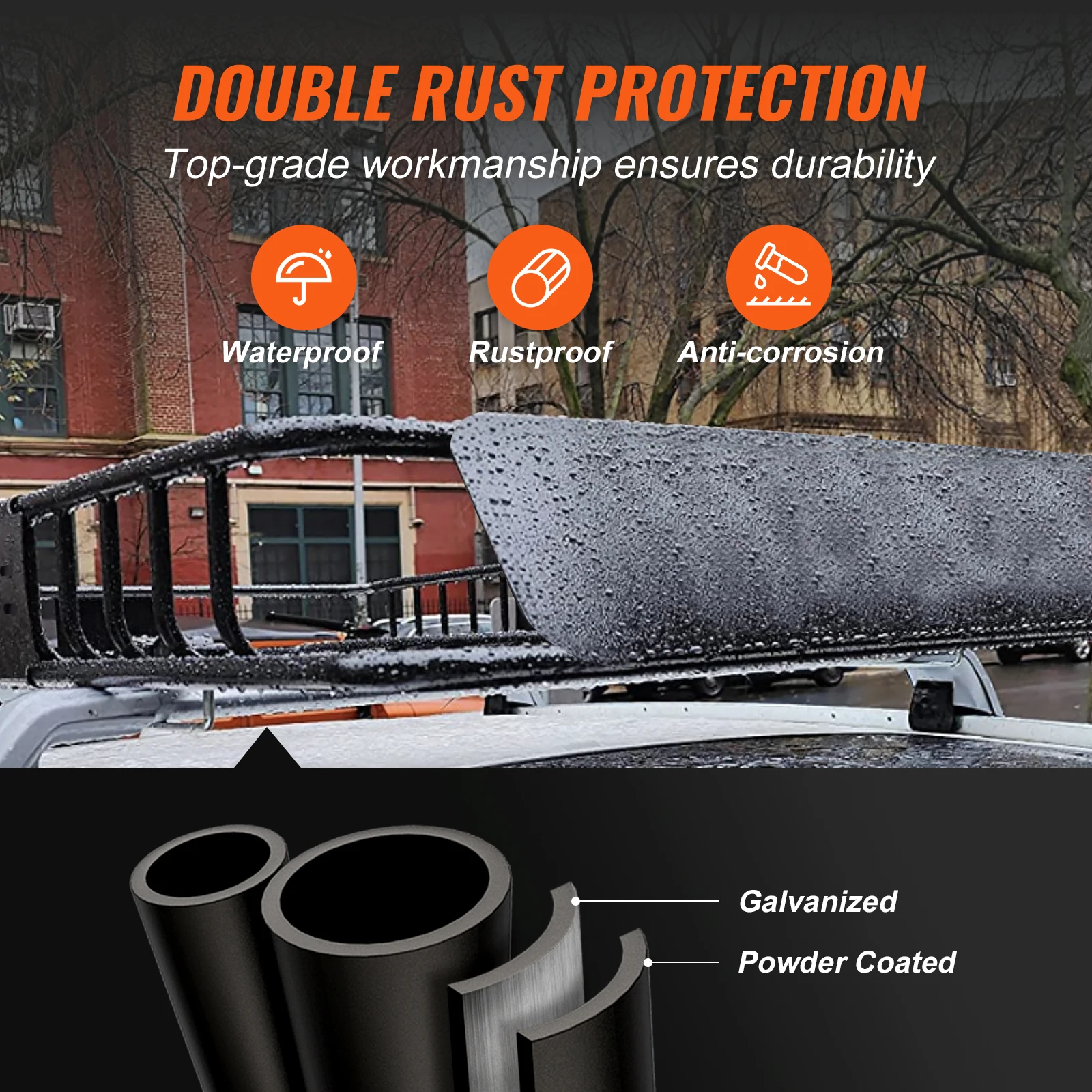 SucceBuy حامل سقفي سلة البضائع 46 بوصة × 36 بوصة × 4.5 بوصة / 51 بوصة × 36 بوصة × 5 بوصة حامل البضائع على السطح سعة 200 رطل لسيارة شاحنة الدفع الرباعي #3