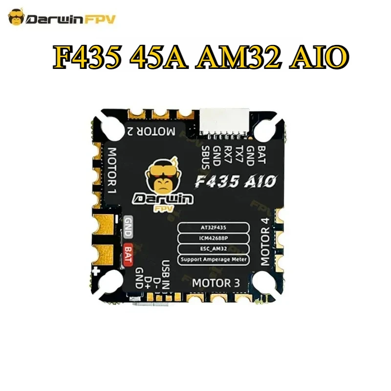 

Высокопроизводительный полетный мастер DarwinFPV F435 45A AM32 AIO ICM42688P подходит для 5-дюймового FPV-дрона для фристайла