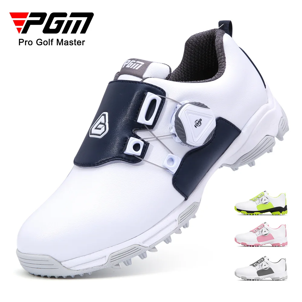 

PGM Waterproof Golf Shoes for Kids with Rotating Cleats Sports Footwear XZ211