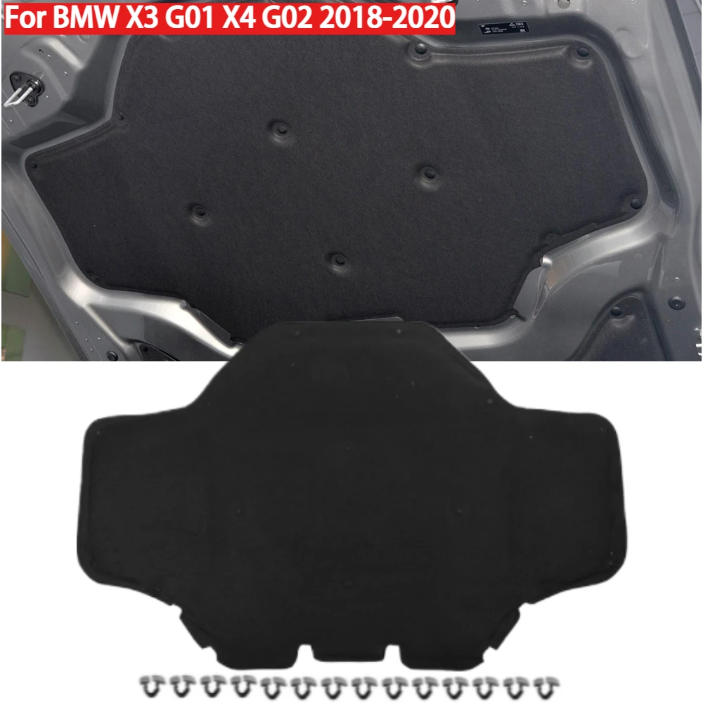 

Передний капот двигателя автомобиля, теплозвукоизоляционный хлопковый коврик с пряжками для BMW X3 G01 X4 G02 2018-2020