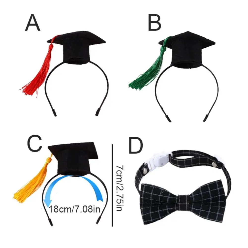 Felt Cat Graduation Cap Pet Accessories Adjustable With Tassel Dog Dr. Hat Elastic Dog Degree Hat Cosplay Party